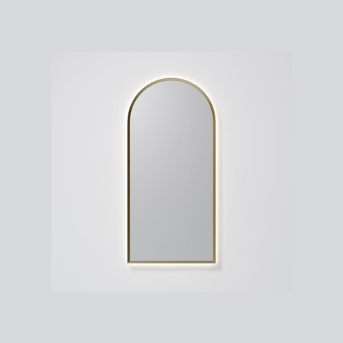 Brushed Brass Aura Arch 500x1050 LED Mirror