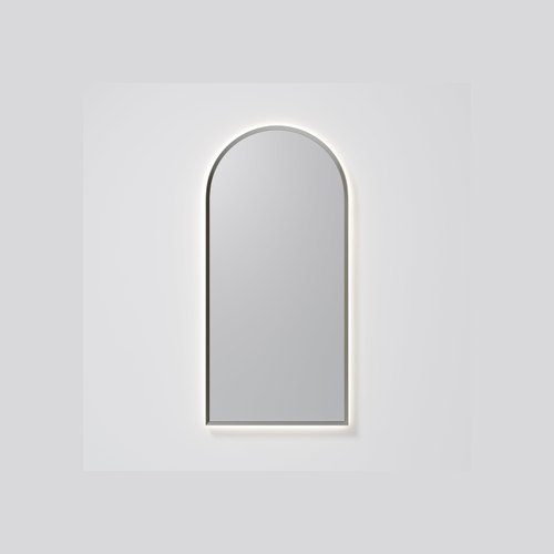 Brushed Nickel Aura Arch 500x1050 LED Mirror