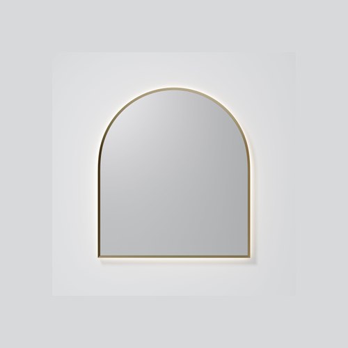 Brushed Brass Aura Arch 850x950 LED Mirror