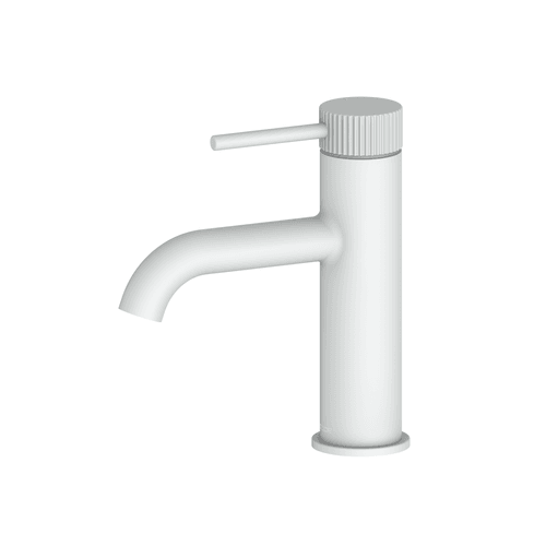 Matte White Code Nature Piper Basin Mixer | Textured Handle