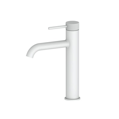 Matte White Nature Piper Basin Mixer Mid | Textured Handle