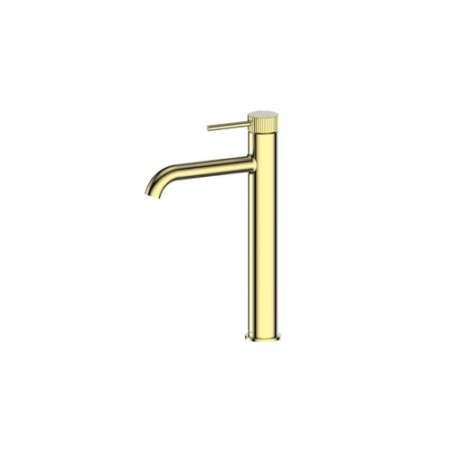 Brushed Brass Code Nature Lineare Basin Mixer Tall | Textured Handle