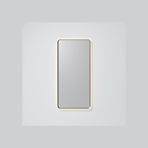 Brushed Brass Aura Rectangle 500x1050 LED Mirror
