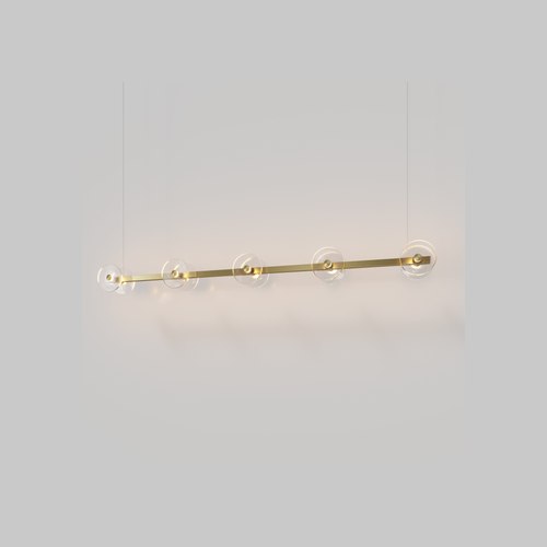 Brass Coral Linear Bar Pendant - Clear Glass