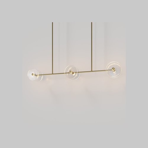 Brass Coral Linear Rod Pendant (Six Coral Pieces)