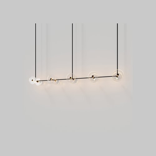 Matte Black Coral Linear Rod Pendant (Ten Coral Pieces)