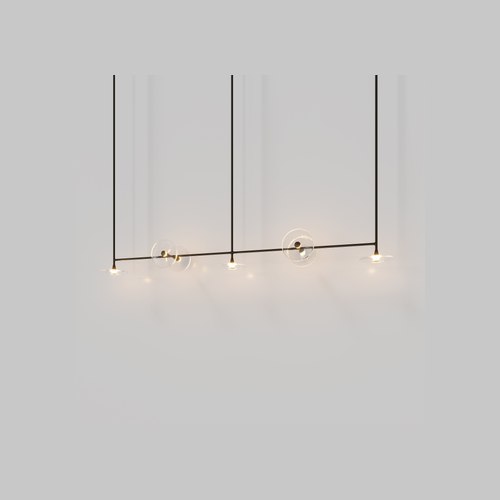 Medium Bronze Coral Linear Rod Pendant (Seven Coral Pieces)