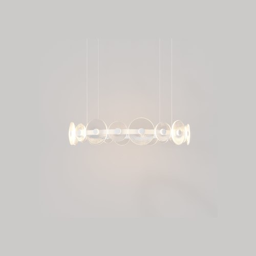 Matte White Coral Ring Pendant (20) - Clear Glass