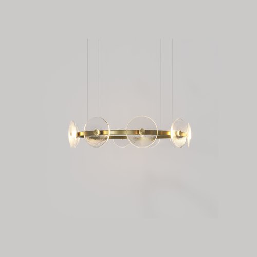 Brass Coral Ring Pendant (10) - Clear Glass