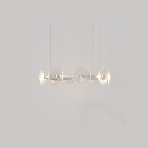 Steel Coral Ring Pendant (10) - Clear Glass