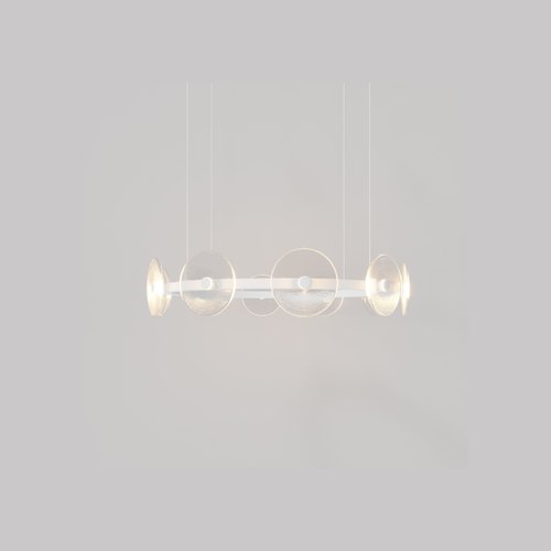 Matte White Coral Ring Pendant (10) - Clear Glass