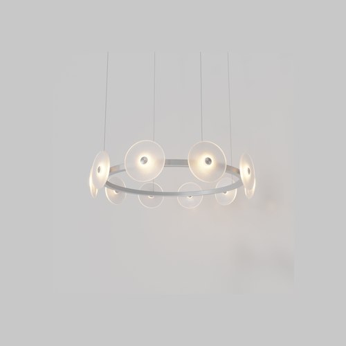 Steel Coral Ring Pendant (10) - Frosted Glass