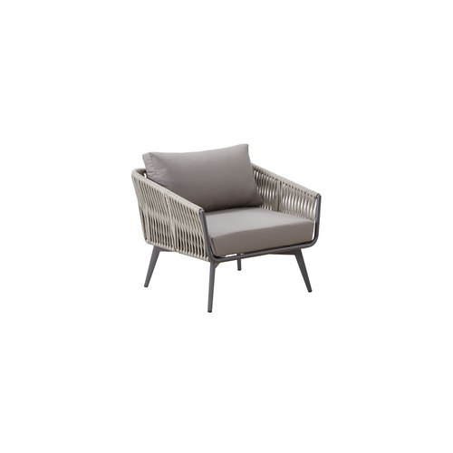 Taupe  Kereru Aluminium and Rope Outdoor Armchair