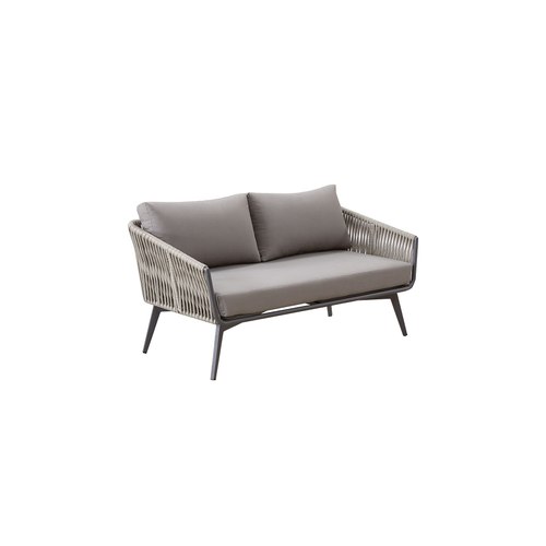 Taupe Kereru Aluminium and Rope Outdoor Loveseat