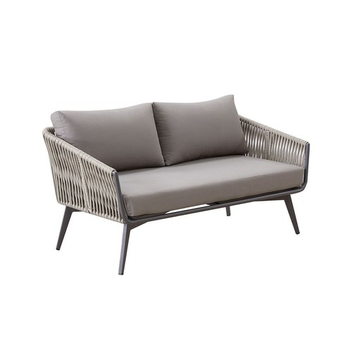 Taupe  Kereru Aluminium and Rope Outdoor Loveseat