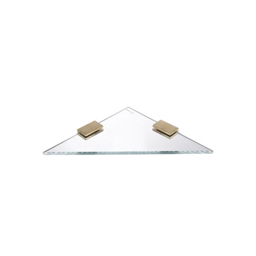 Brushed Brass Versa Glass Triangle Shelf 250mm