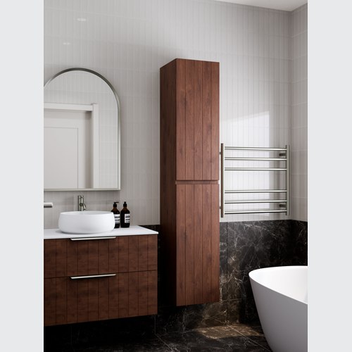 Walnut Lineare Tall Bathroom Cabinet | Coastal Front