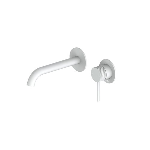 Matte White Nature Piper Wall & Basin Mixer | Textured Handle
