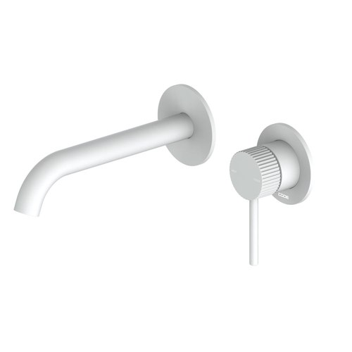 Matte White Nature Piper Wall & Basin Mixer | Textured Handle