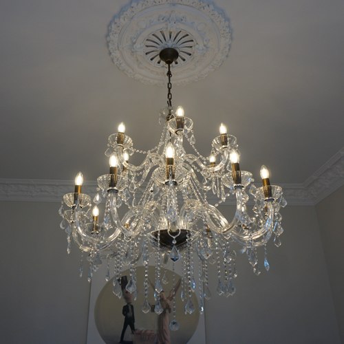 Antique Brass/Clear Crystal Magda 15 Light