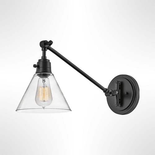 Black With Clear Glass Hinkley Arti Swing Arm Wall Bracket