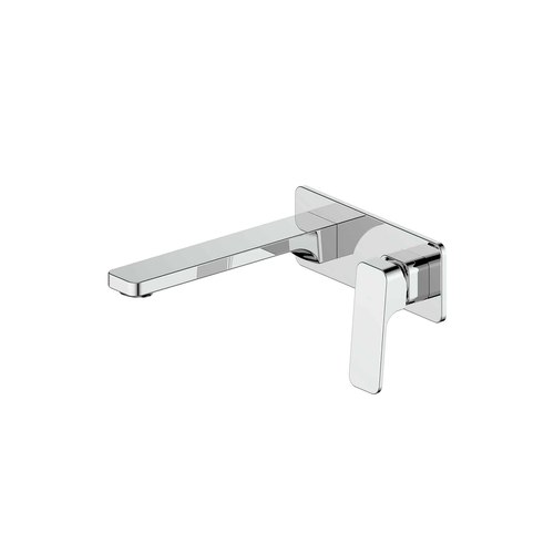 Chrome Swept Wall Basin/Bath Mixer W/Plate
