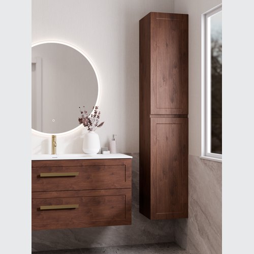 Walnut Lineare Tall Bathroom Cabinet | Loft Front