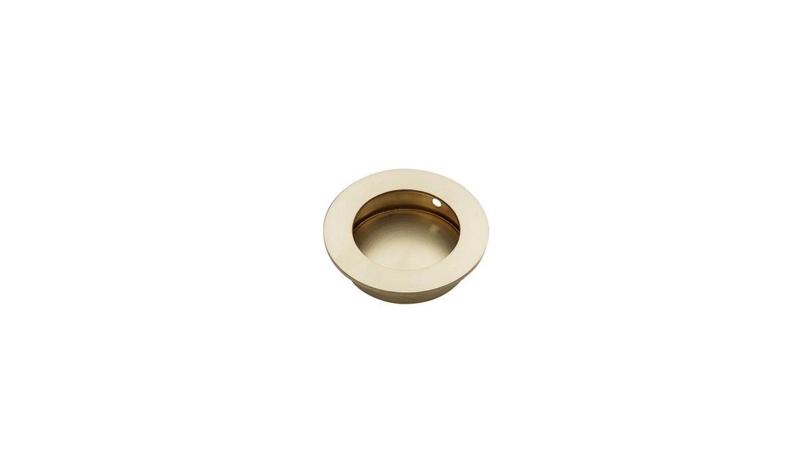 Brushed Brass FLUSH PULL Round Handle 50mm Open Design ArchiPro NZ