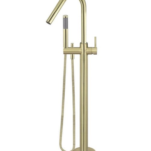 Tiger Bronze Meir Round Freestanding Bath Spout and Hand Shower Lustre Bronze