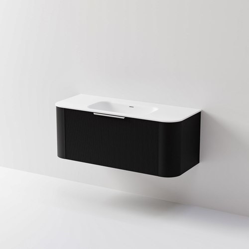Black Nature 1200 Vanity | Inset Basin & Pillar Drawer Front