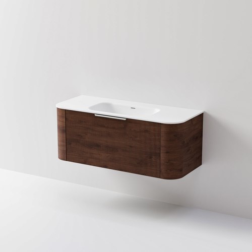 Walnut Nature 1200 Vanity | Inset Basin & Pillar Drawer Front
