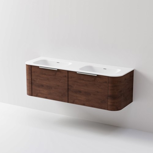 Walnut Nature 1500 Vanity | Double Inset Basin & Axel Drawer Front