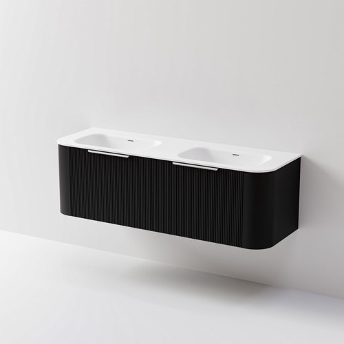 Black Nature 1500 Vanity | Double Inset Basin & Pillar Drawer Front