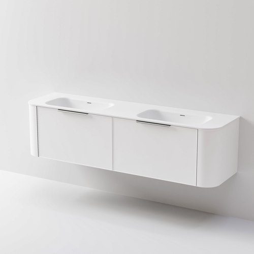 White Nature 1800 Vanity | Double Inset Basin & Axel Drawer Front