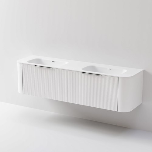 White Nature 1800 Vanity | Double Inset Basin & Pillar Drawer Front