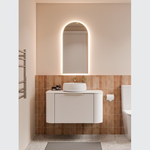 White Nature 900 Vanity | Flat Slab Top & Orchard Front