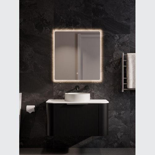 Black Nature 900 Vanity | Flat Slab Top & Pillar Drawer Front