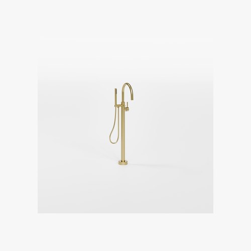 Brushed Brass Nature Floorstanding Bath Filler with Hand Spray