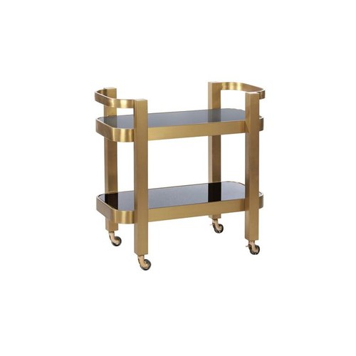 Brass St Tropez Drinks Trolley with Black Glass