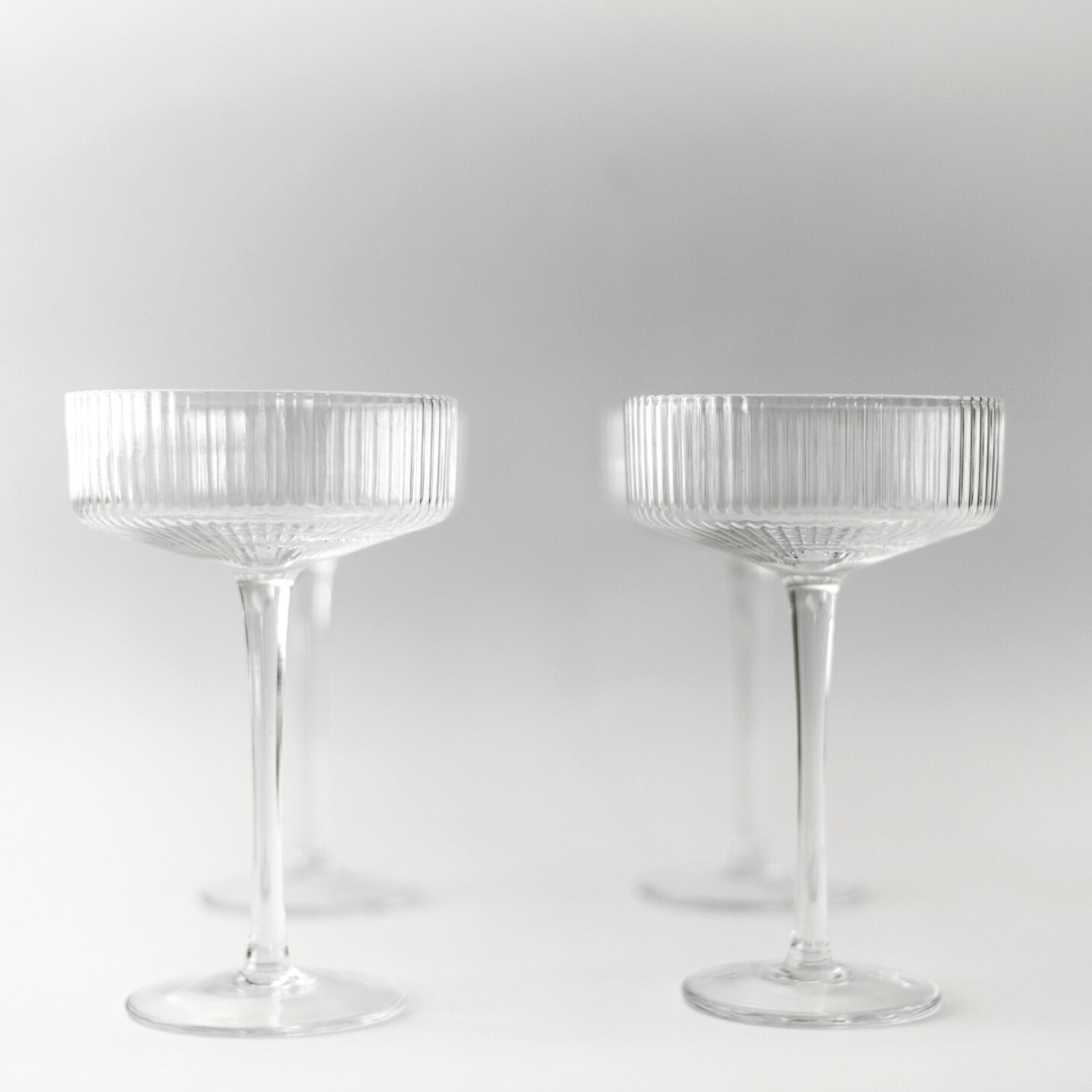 Ribbed Cocktail Glasses Set 4 Clear ArchiPro NZ