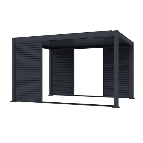 Charcoal Waihi&Hahei Pergola Shutter Sliding Door