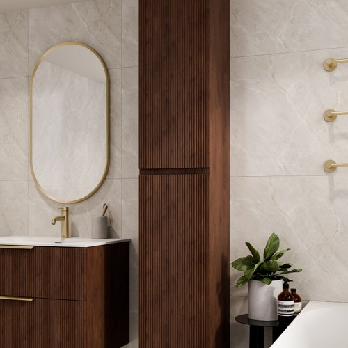 Walnut Lineare Pillar Tower Cabinet