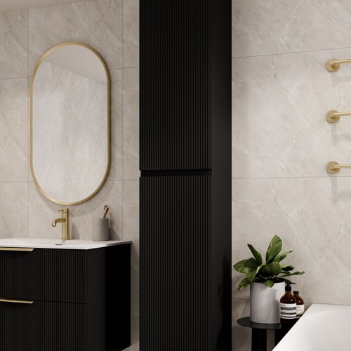 Matte Black Lineare Pillar Tower Cabinet