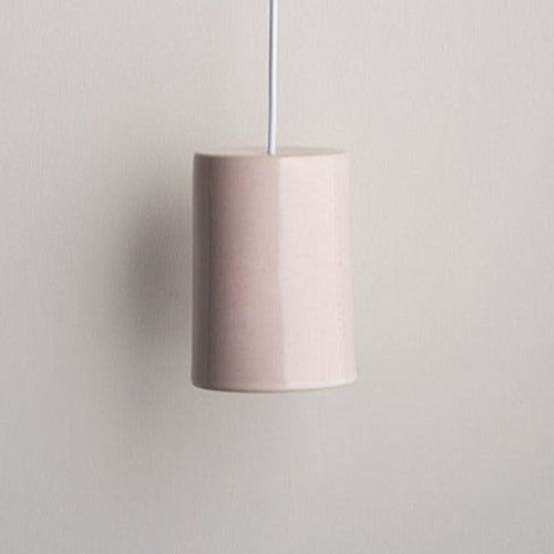 Rose Quartz Ceramic Pendant Cylinder Light Large