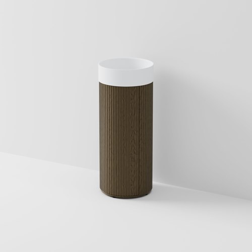 Smoked Ash Code Sora Pedestal Vanity | With Basin