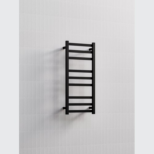 Matte Black Square Heated Towel Ladder 900x400mm