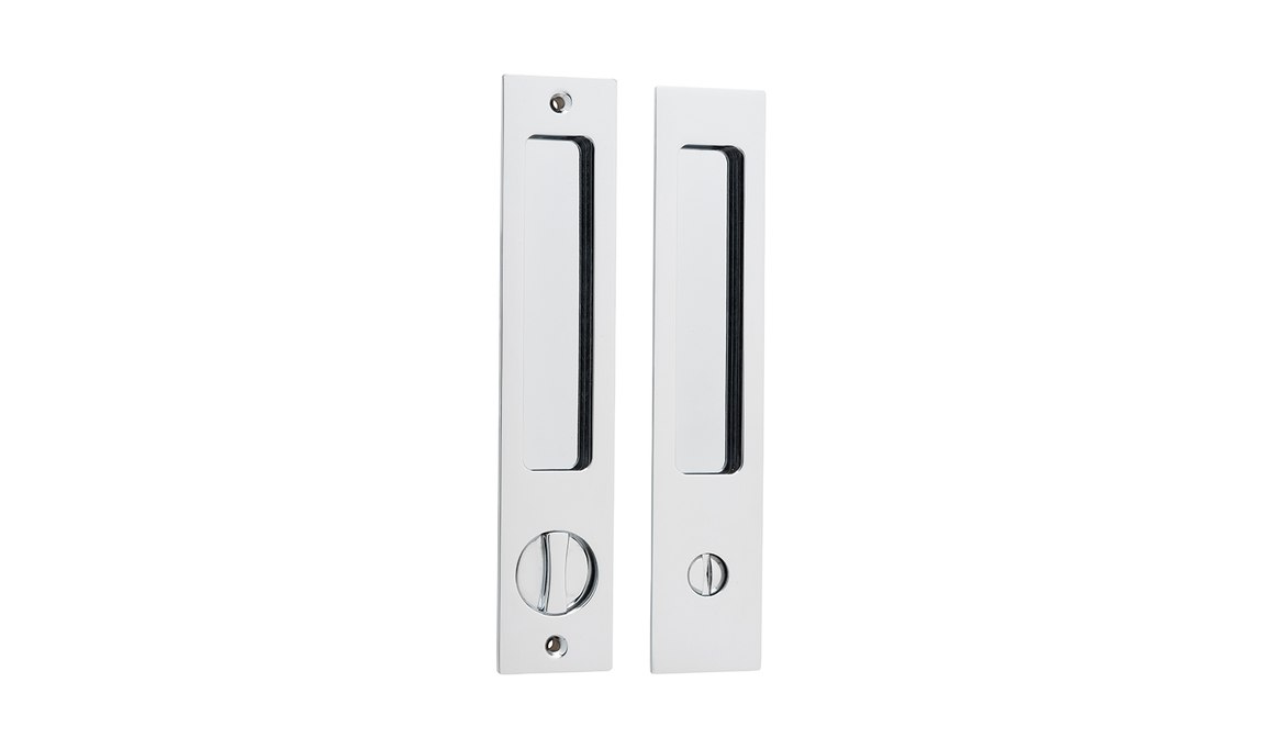 Iver Sliding Door Flush Pull Rectangular Privacy Polished Chrome Pair 21414P ArchiPro NZ