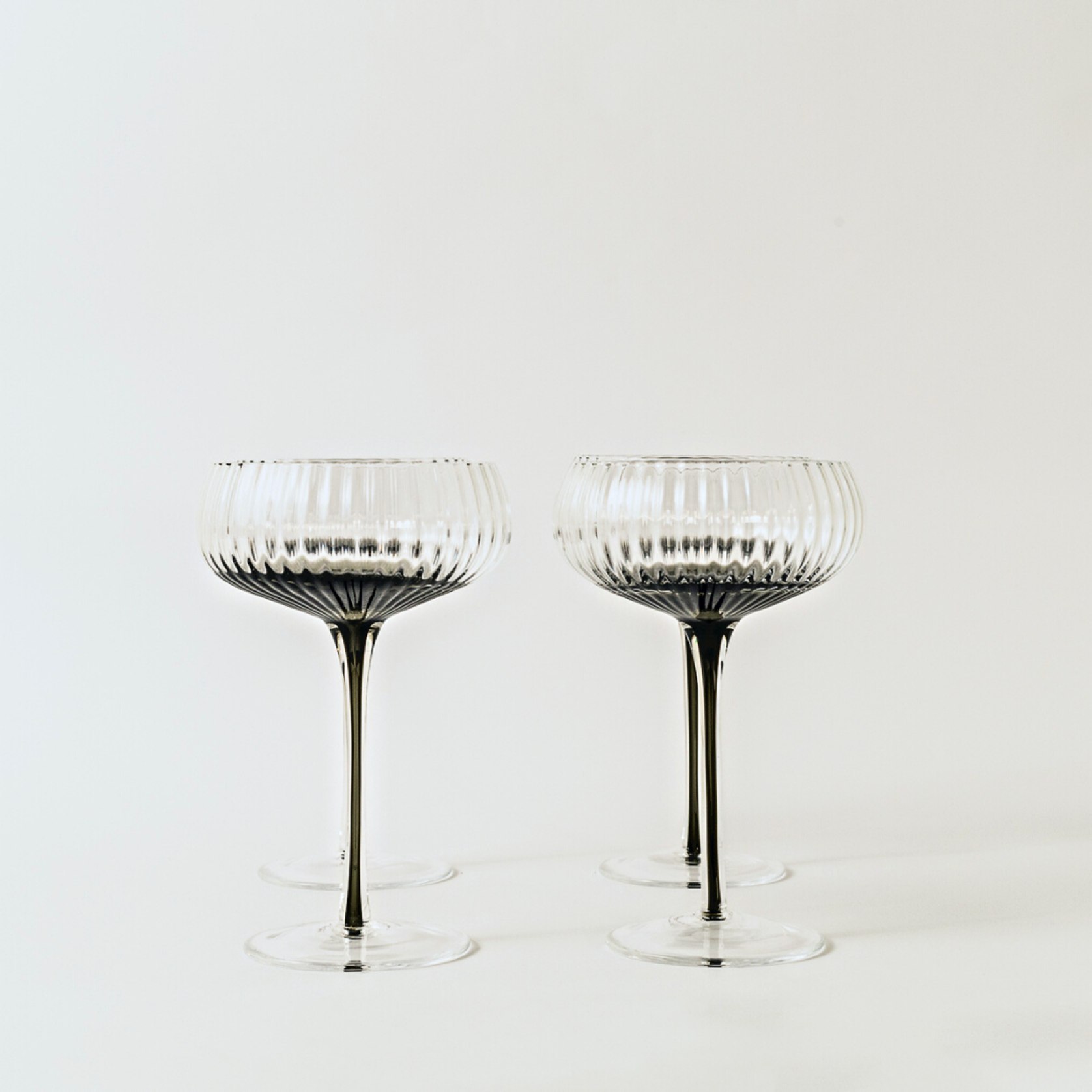 Ribbed Champagne Coupe Set 4 Charcoal ArchiPro NZ