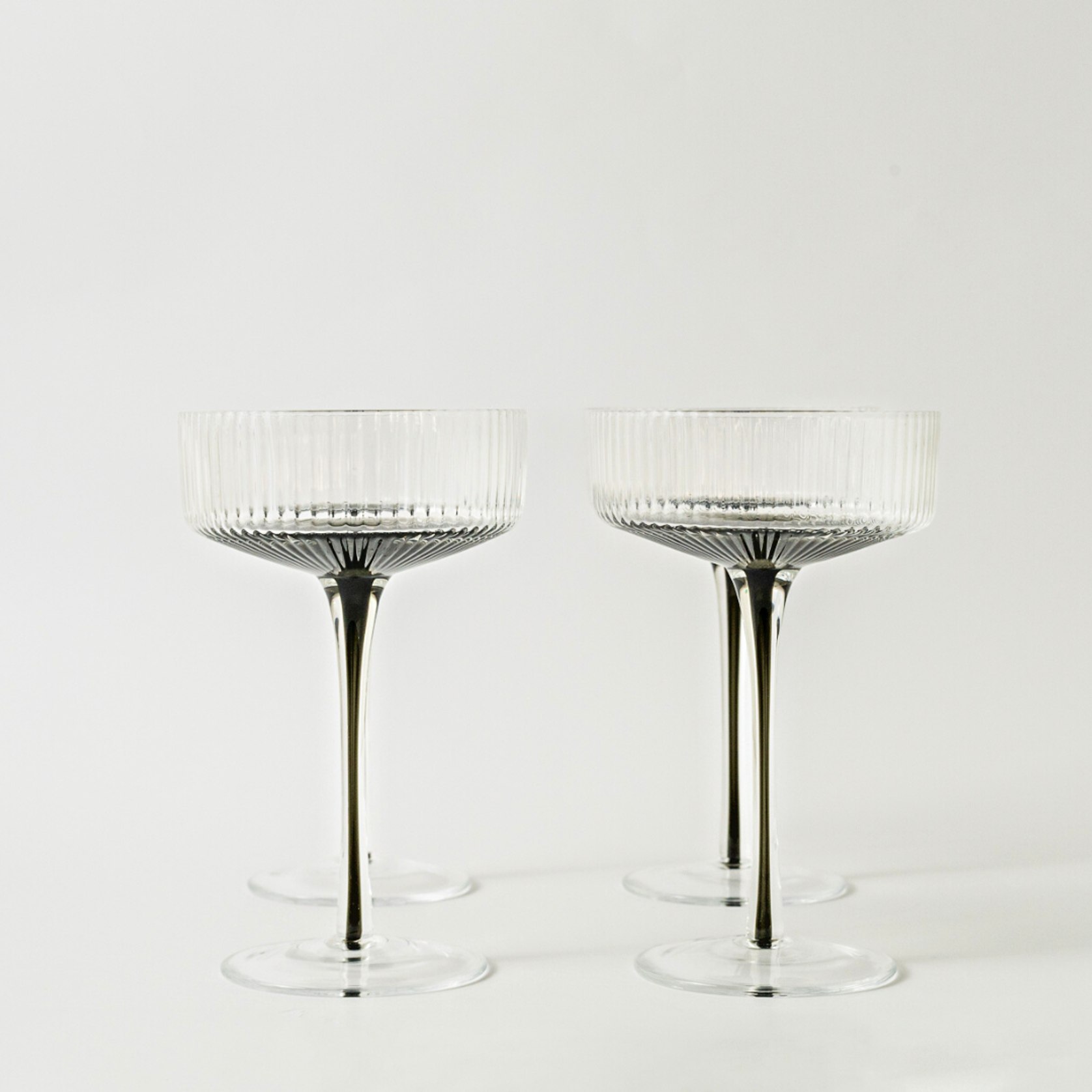 Ribbed Cocktail Glasses Set 4 Charcoal ArchiPro NZ