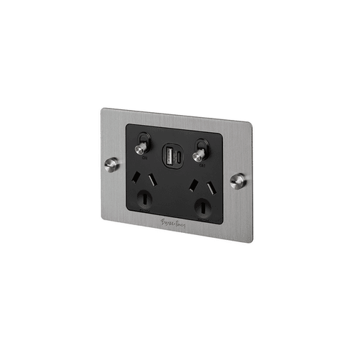 Steel Buster+Punch 2 Socket USB A+C Outlet